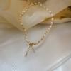 New Freshwater Pearl Necklace Personalized Zircon Bow Necklace French Retro Collarbone Chain Design Sense Necklace Women