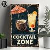 Metal Poster Wall Art Retro 2D Bar Sign Cocktail Zone Vinyl Decor for Home Garage Cafe