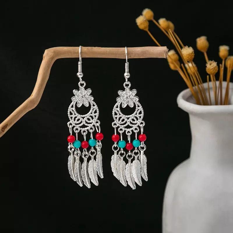 Ethnic Bohemian Long Tassel Earrings Vintage Beach Vacation Jewelry Retro Drop Dangle Ear Accessories For Women
