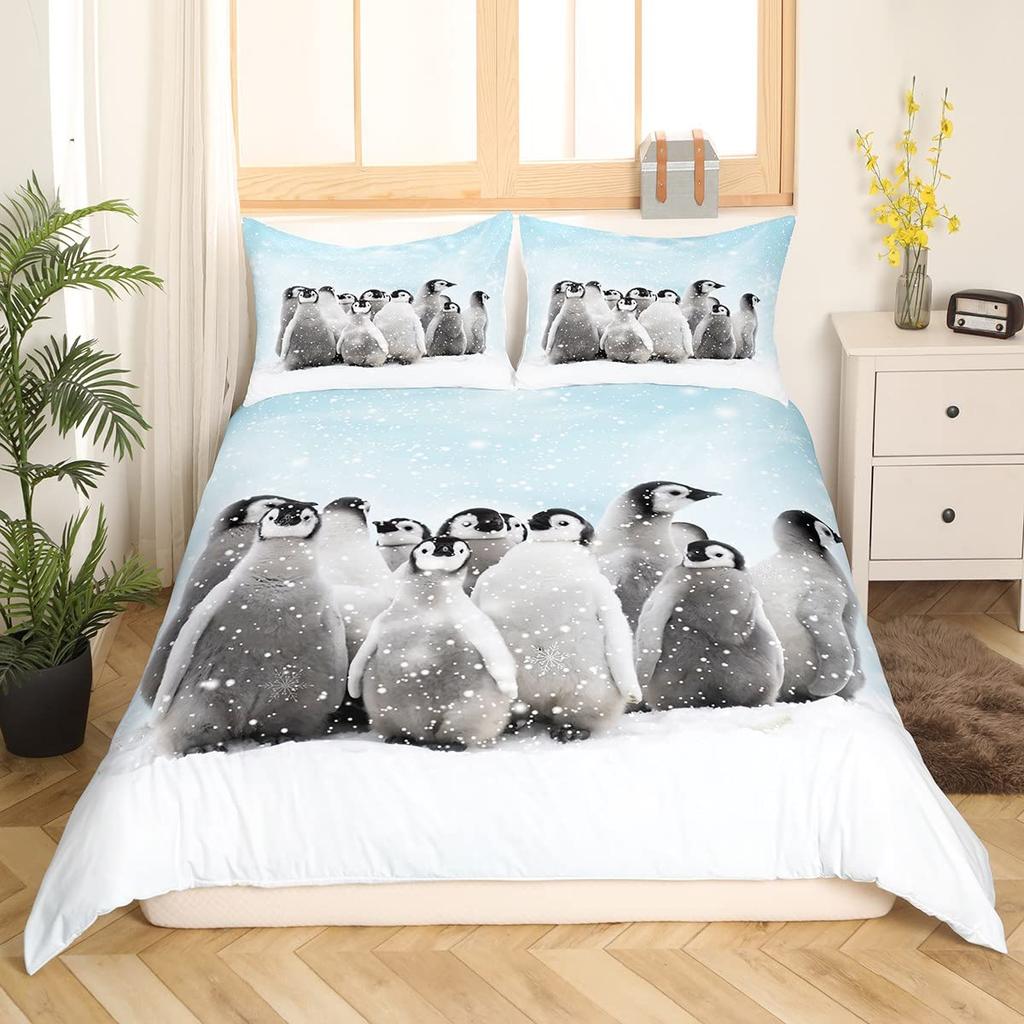 Woodland Theme King Queen Duvet Cover Cute Cartoon Animal Bedding Set Bear Tree Wildlife Comforter Cover Polyester Quilt Cover