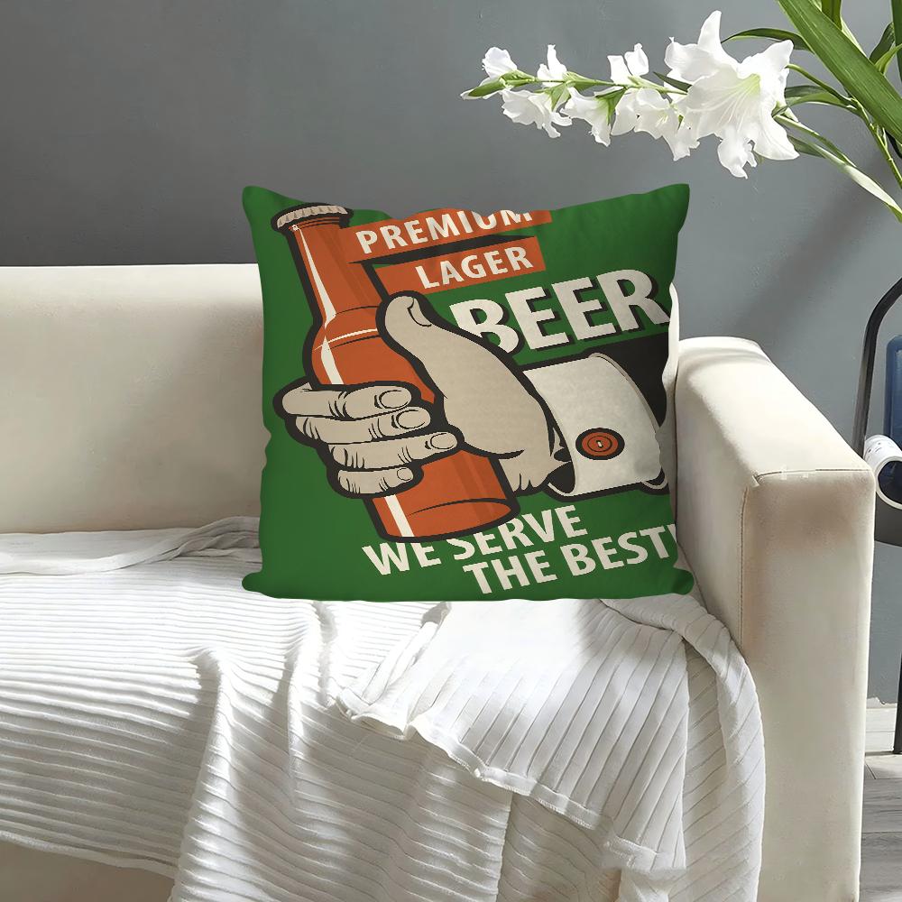 Beer Cigarette Coffee Pillow Case Square Pillow Bedroom Sofa Leisure Comfort Cushion Car Living Room Home Decoration
