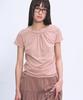Some Place Shirred Frill Sleeveless Contrast Layered Flare Short Sleeve Midi Dress [Pink]