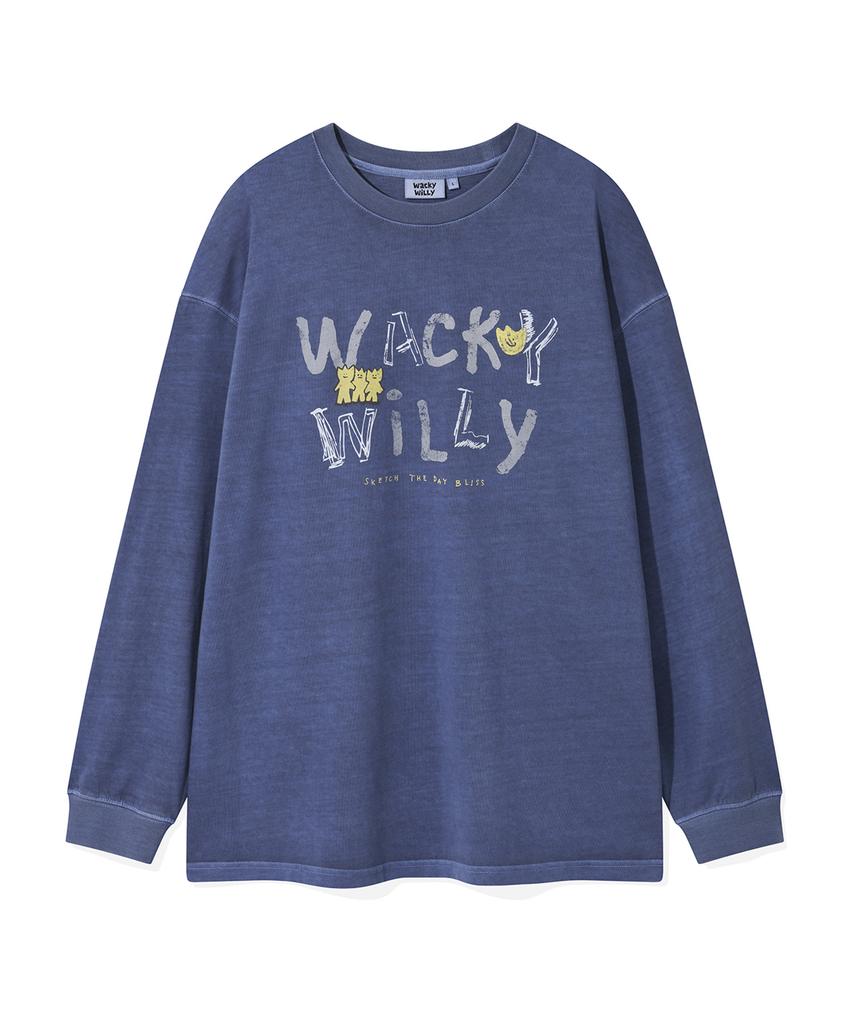 WACKY WILLY Dyed Graphic Long Sleeve Blue