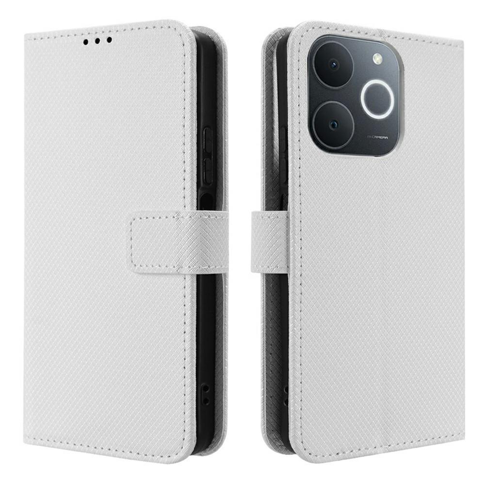 Kožené pouzdro peněženka pro Realme Note 70T 4G/Narzo 80 Lite 4G/Realme C71 4G (Indie) Kryt na telefon s diamantovou texturou a popruhem