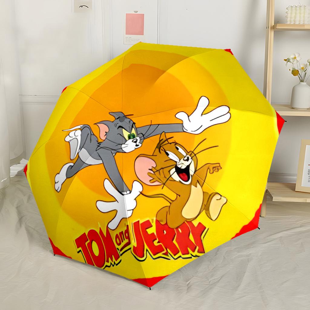 Tom And Jerry Sweet Outdoor Automatic Umbrella Compact 8-Rib Design Compact Design for Women/Men Fashion Lovers Wedding Party Gift