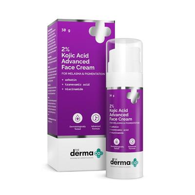 Krem zaawansowany do twarzy The Derma Co z 2% kwasem kojowym 30 g z niacynamidem i arbutyną dla wyrównania kolorytu skóry