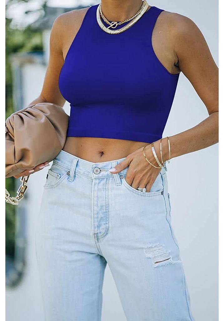 European & American Women's Sleeveless Racerback Crop Top