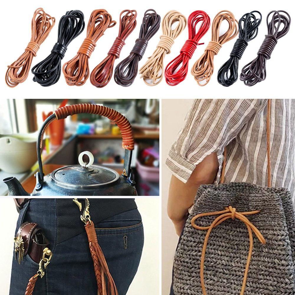 Flat Cow Leather Rope 5Meters Leather Cord Retro Jewelry Making DIY Necklace Bracelet
