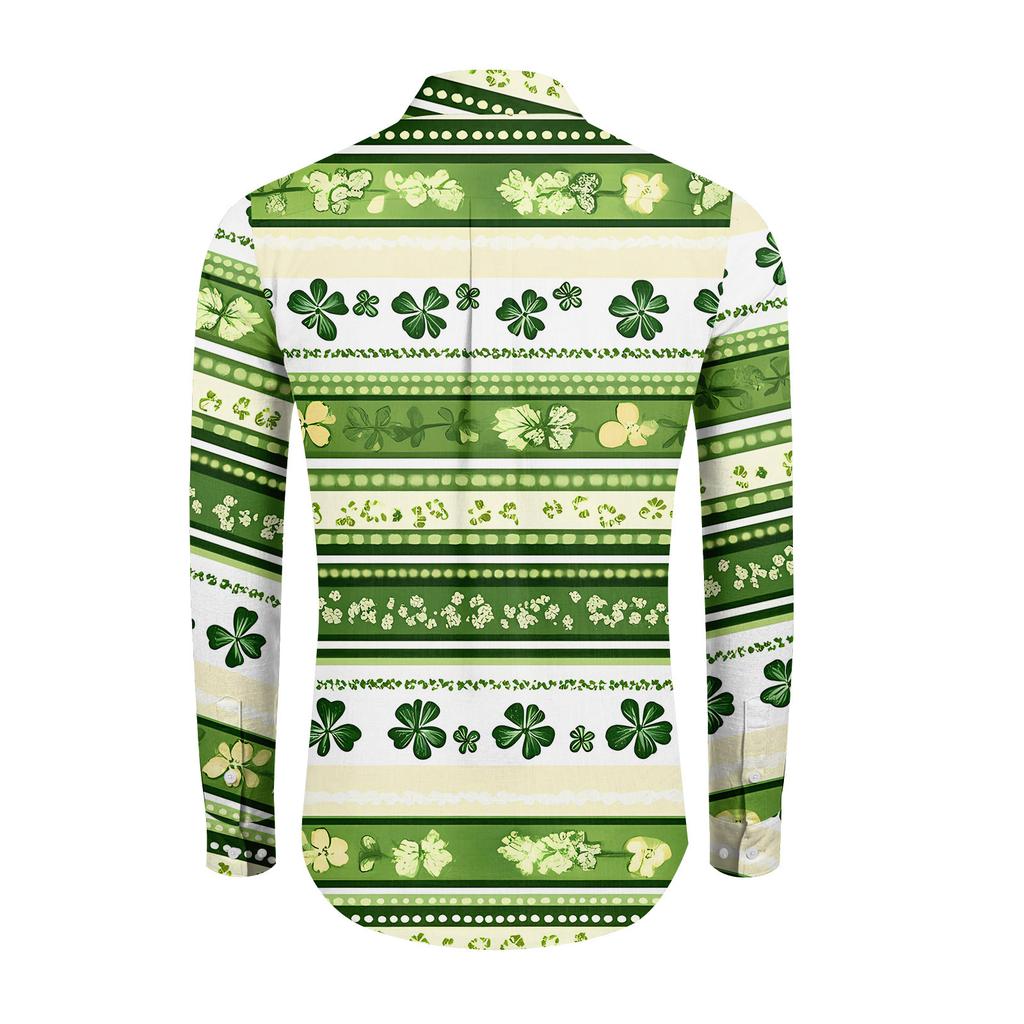 Pánská jarní ležérní košile s volným potiskem s dlouhým rukávem Pánská košile