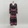 2026 Popular Autumn Long-sleeved V-neck Pendulum Printed Long-sleeved Dress