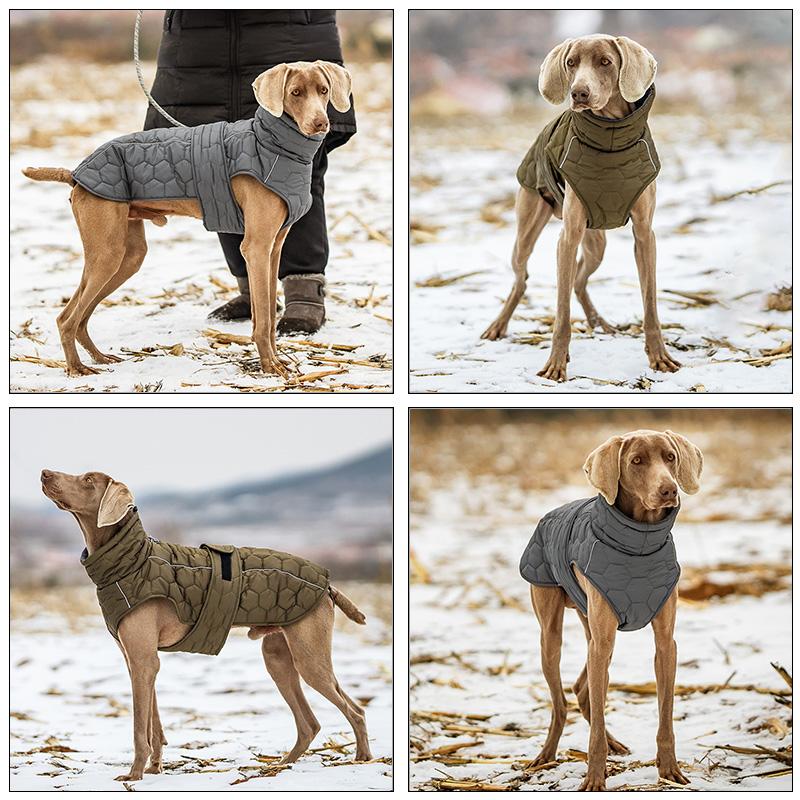 Warm Dog Clothes Turtleneck Winter Whippet Greyhound Parka Clothing Thick Reflective Snowsuit Coat Pet Jacket for Large Breed