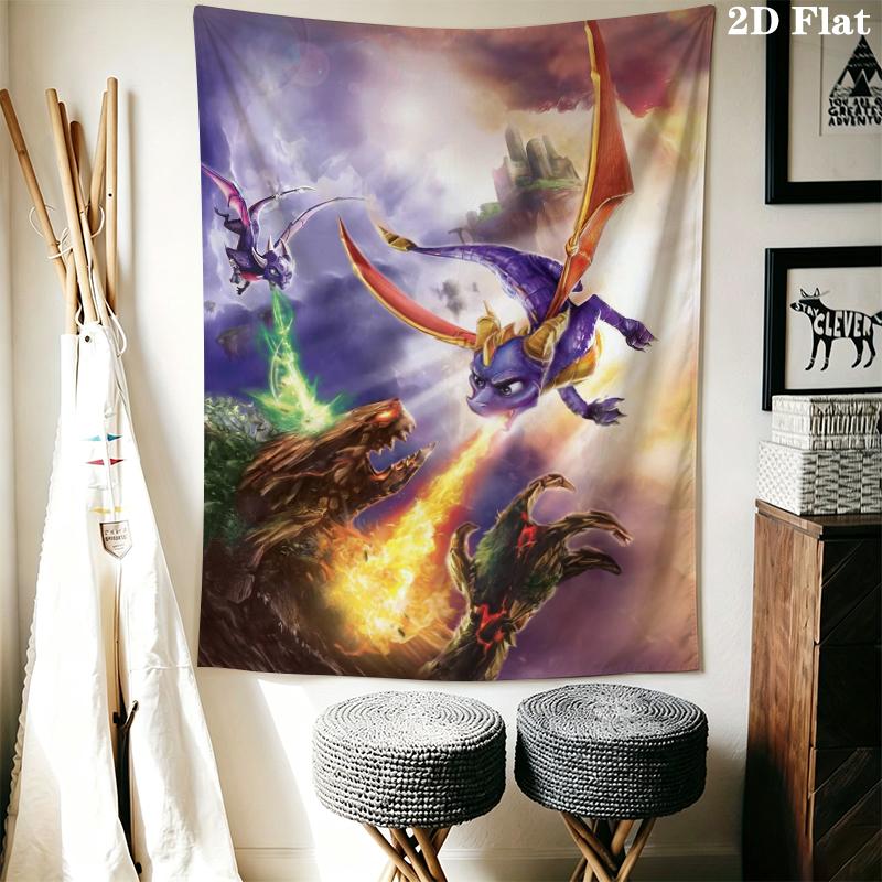Spyro the Dragon Wall Tapestry Aesthetic Wall Hanging Printed Fabric Blanket Decorative Tapestries for Bedroom Living Room Home Decor