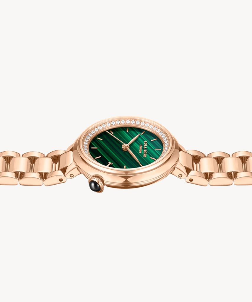 Lollalojeu Tea-Time Malachite Rose Gold Women'S Metal Watch