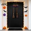 Weatherproof Yard Ornament Halloween Broom Parking Sign with 3 Pcs Wooden Witches Brooms, Hocus Pocus Seasonal Home Wall Themed Hanging for