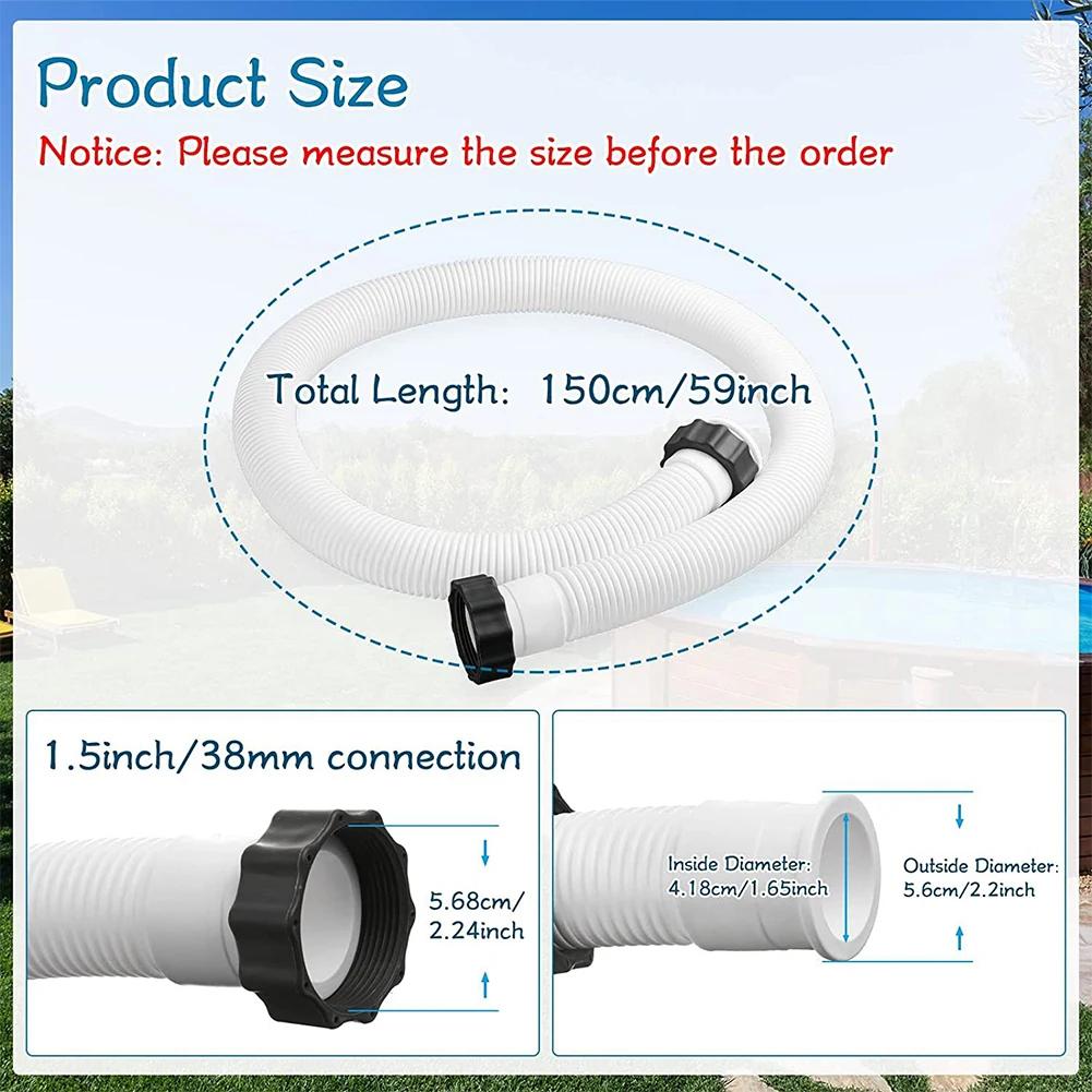 1.5in Diameter Pool Filter Pump Hose with Hose Adapters Pool Sand Filter Pump Hose for Intex Pool Sand Filter Pumps