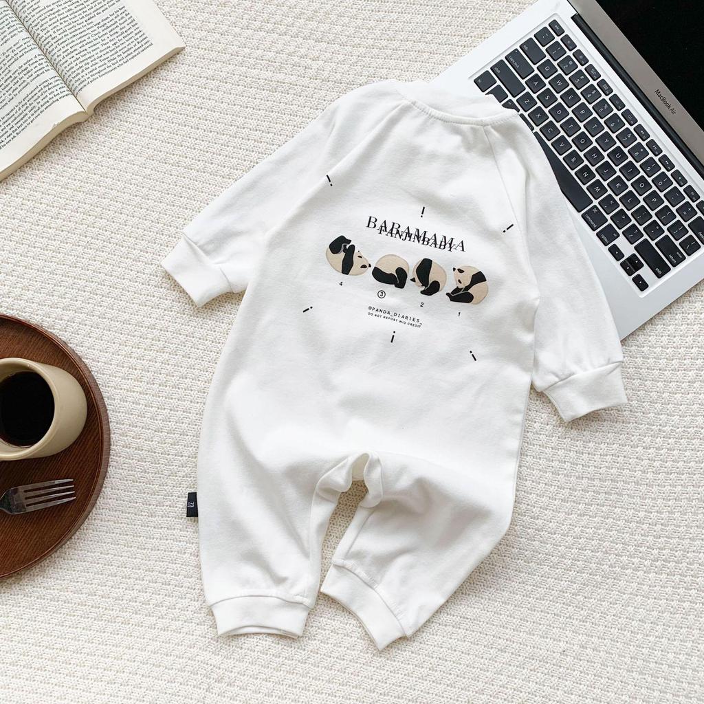 Baby Cotton Romper: Panda Long Sleeve Onesie for Infants and Toddlers