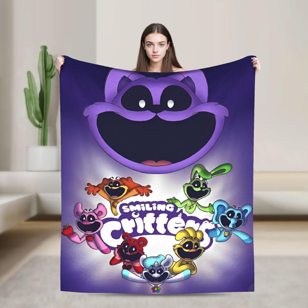 Cartoon S-Smiling Critters Anime Blankets Game Plush Novelty Warm Throw Blanket for Home Autumn/Winter