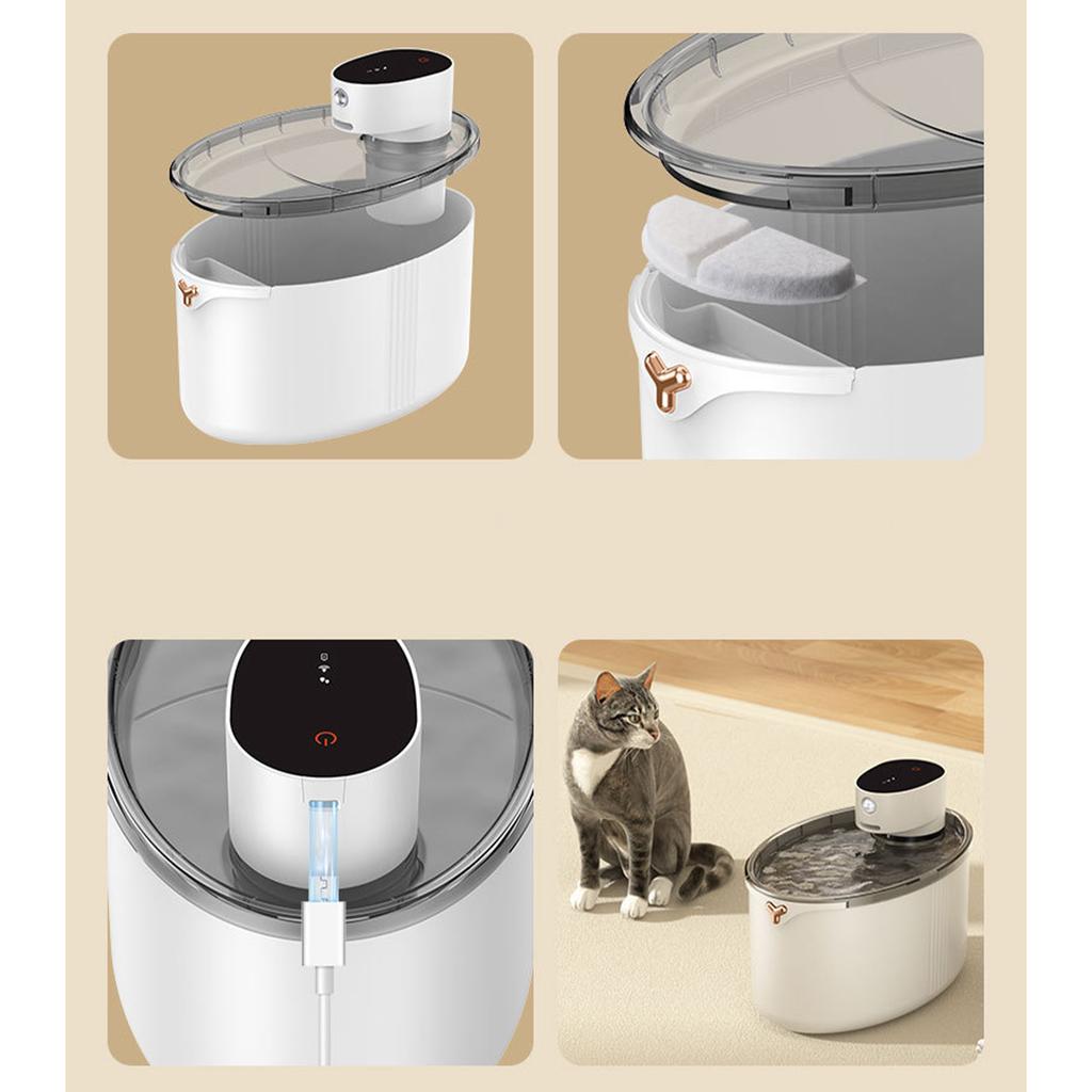 Rechargeable automatic pet drinking fountain with large capacity and filter element for cats