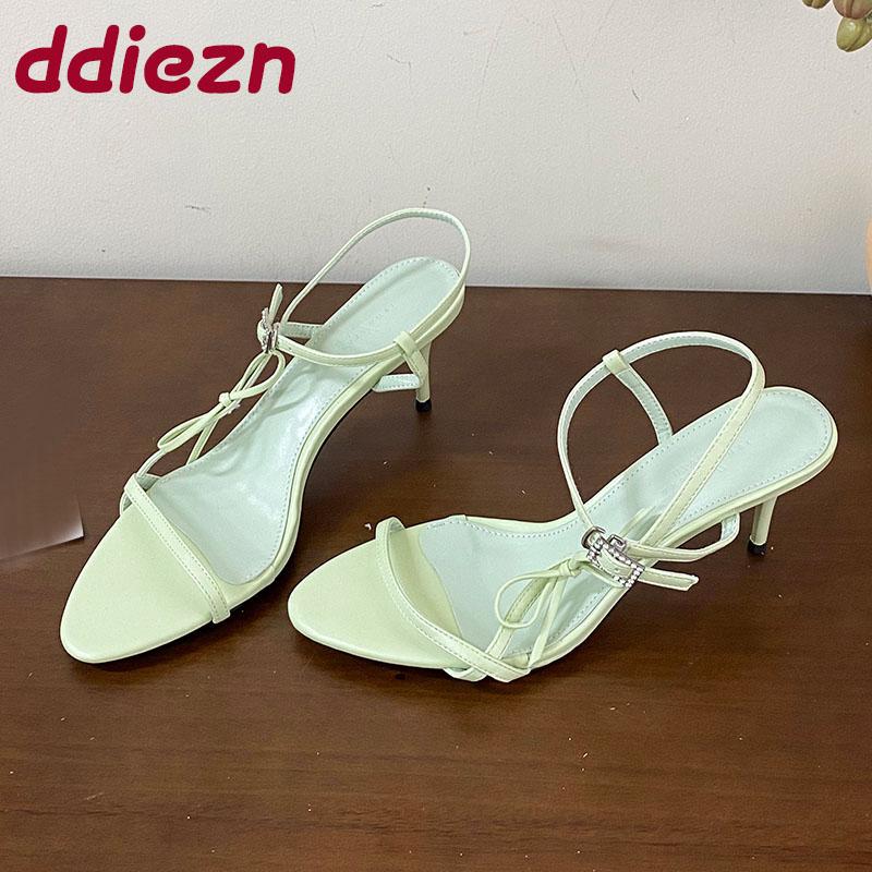 Fashion Fashion Butterfly-Knot Women Heeled Sandals Shoes Buckle Strap Ladies Thin Heels Sandals Shoes Female Pumps Footwear