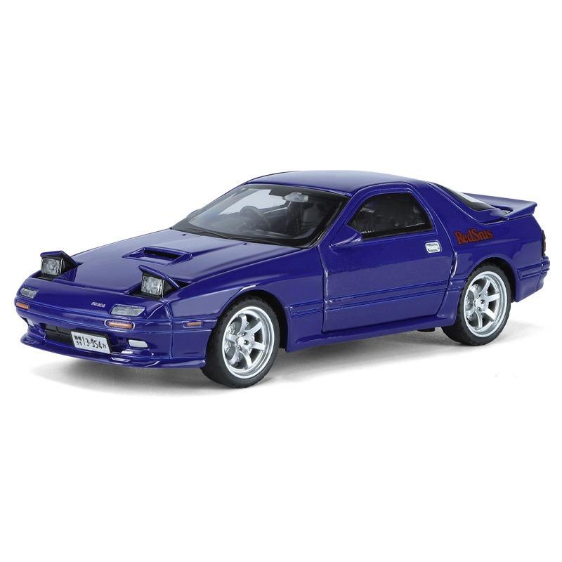 1/32 Scale Mazda RX7 FC INITIAL D Alloy Car Model Diecasts Metal Toy Vehicle Sound and Light Car Toys for Boy Children Gift
