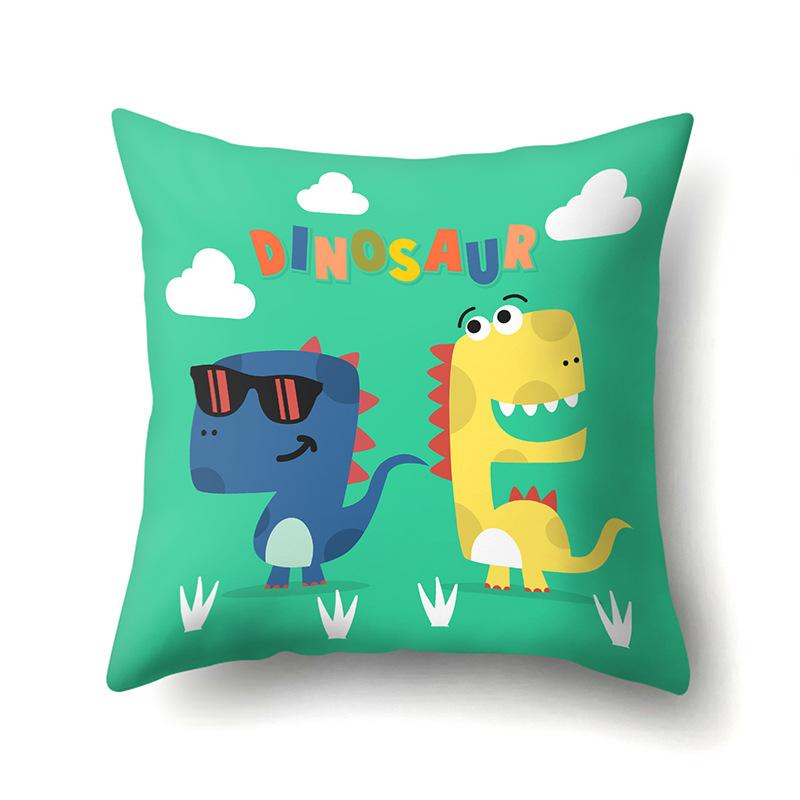 Geometric Dinosaur Pattern Polyester Single-sided Pillowcase Home Sofa Pillowcase Living Room Bedroom Cushion Cover