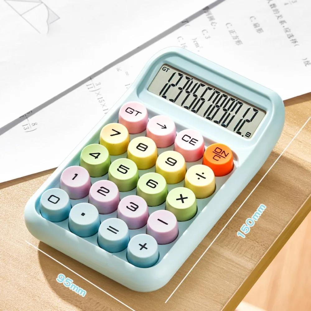 12-stelliger Süßigkeitenfarb-Taschenrechner Anti-Rutsch-Pad Mechanische Tastatur Arithmetik-Taschenrechner Langlebig Großer Bildschirm