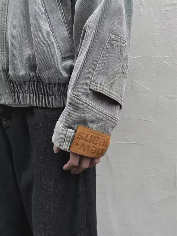 Spring 2024 Women's Retro Denim Hooded Mid-Length Sweatshirt