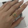 Stainless Steel Vintage Boho Multi Gemstone Stackable Rings For Women Sun Zircon Tiger Eye Knuckle Finger Rings Party Jewelry