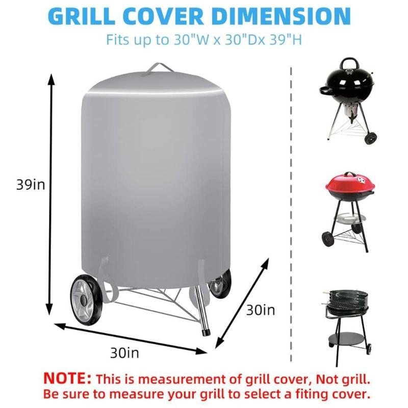 Practical Round BBQ Grills Cover Ultraviolets Resistant Tearproof With Portable Handle And Bottom Foot Sleeves