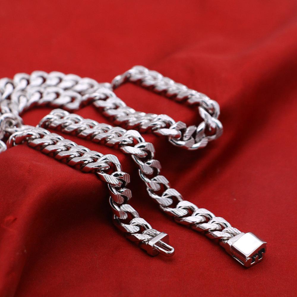 Classic Cuban Horsewhip Men'S Necklace White Copper Thick Rhodium Gold Hip Hop Trendy Men'S Accessories