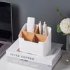 4-Compartment Bamboo And Wood Desktop Organizer - Removable Dividers for Makeup Brushes, Stationery, And Remote Controls