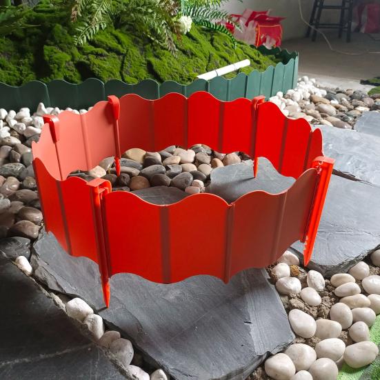 Garden Edging Border No-Dig Design Landscaping Edging Interlocking Plastic Edging Panels with Stakes for Lawn Flower Bed Fence Borders