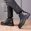 Fashion Designer New Cow Leather Platform  Boots for Men Fashion Casual Soft-soled Warm Men's Cotton Shoes Winter Black Ankle Boots Male