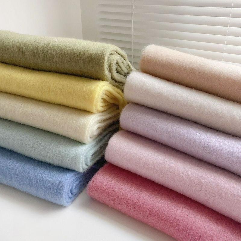 Solid Color Mohair Scarf Women's Winter Warmth Thickened All-match Long Bib Shawl