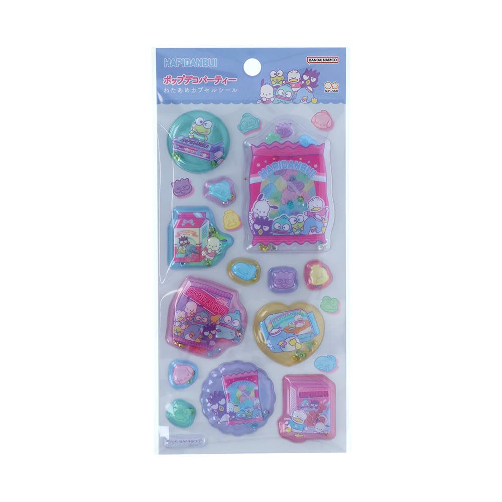 Sun-Star Stationery Sanrio Characters Sticker, Cotton Candy Capsule, Pop Deco Party, Hapidanbui