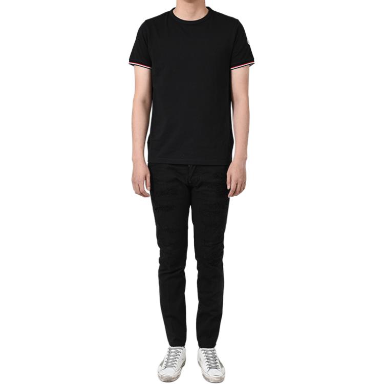 Moncler Logo Crew Neck Short Sleeve Black T-Shirt Men Tops G1-091-8C71600-87296-999