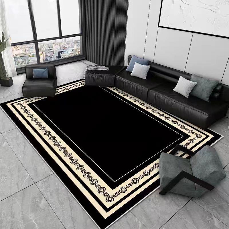 Nordic Black White High-end Style Living Room Carpet Non-slip Washable Decoration Bedroom Floor Mats Home Large Area Rug Custom