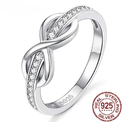 925 Sterling Silver Rings for Women CZ Infinity Symbol Endless Forever Eternity Wedding Band Ring for Women Girls