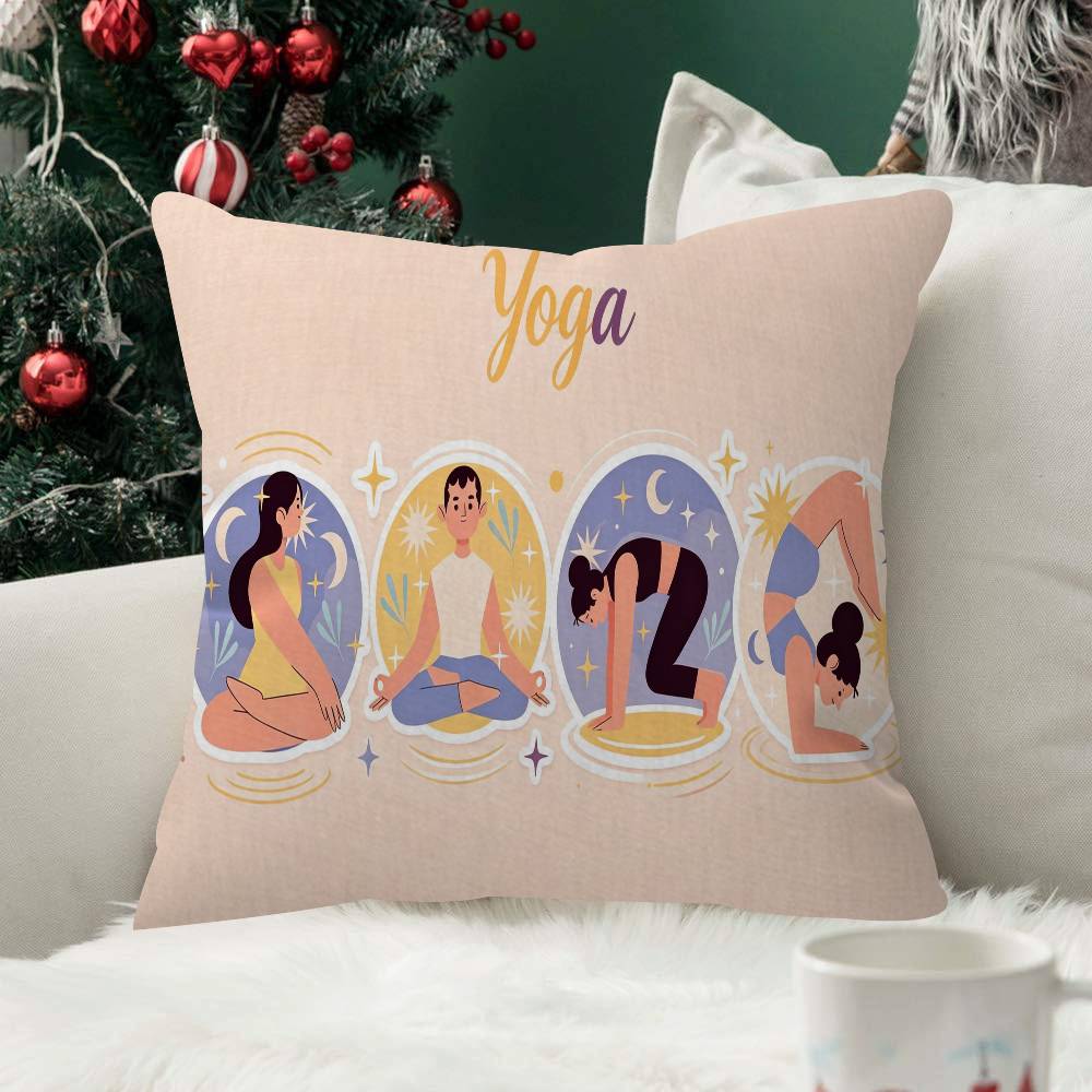 Yoga Pillow Case Plush Fabric Soft Double Sided Print Sofa Cushion Cover Throw Pillow Covers