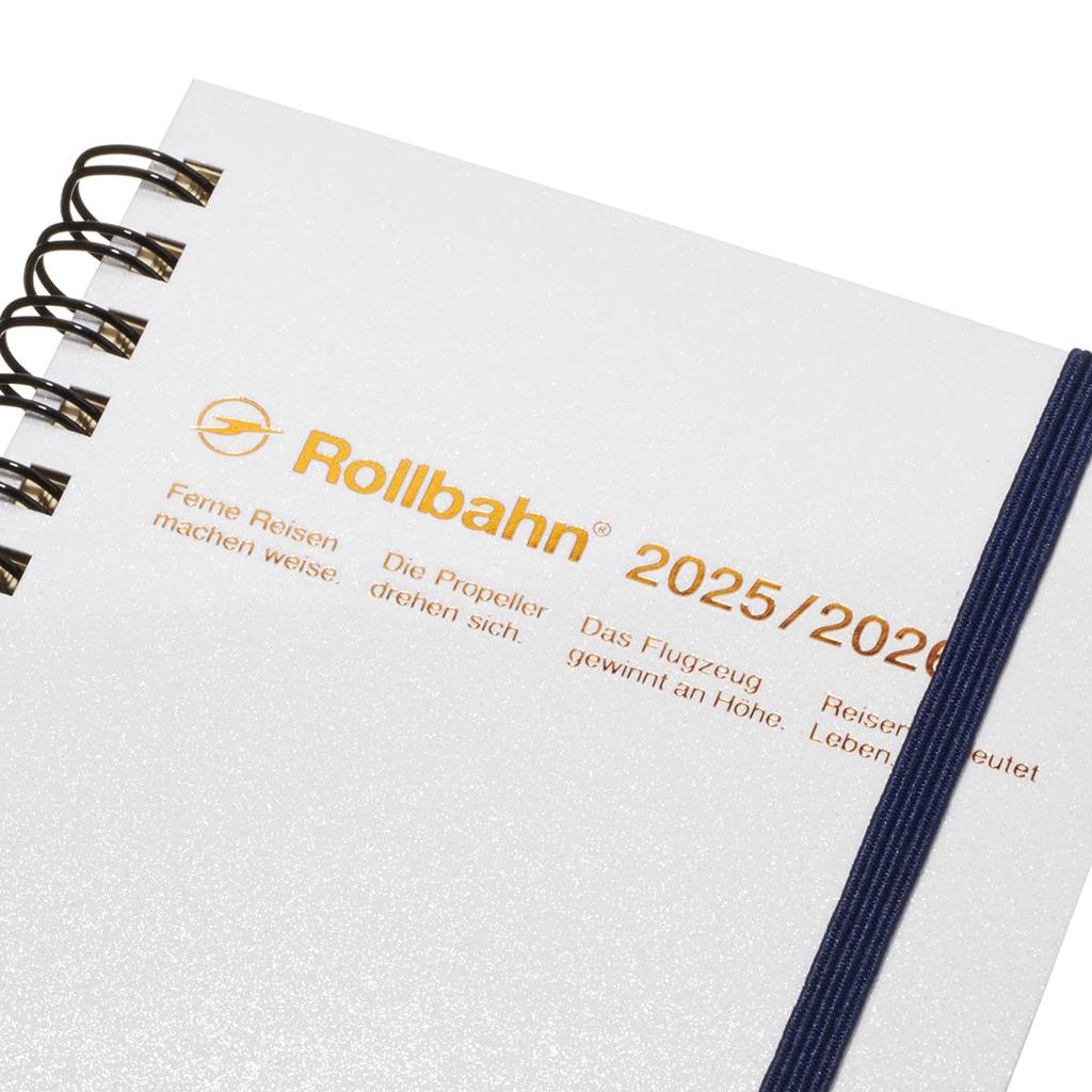 Delfonics Planner 2025-2026 Edition (Starts March 2025) Rollbahn Metallic Medium Monthly Planner (Pearl White)