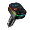 Car FM Transmitter Bluetooth 5.0 Handsfree With Type-C Dual USB 3.4A Fast Charger Ambient Light Cigarette Lighter FM Modulator