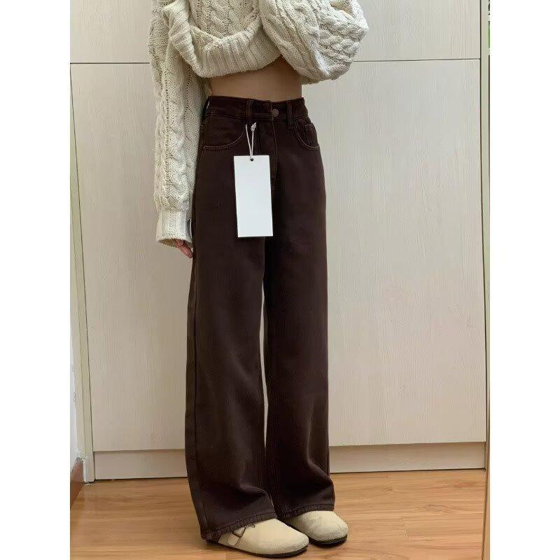 2024 Trendy Hong Kong Style Velvet Jeans: Hip-Hop High Street Rogue Pants