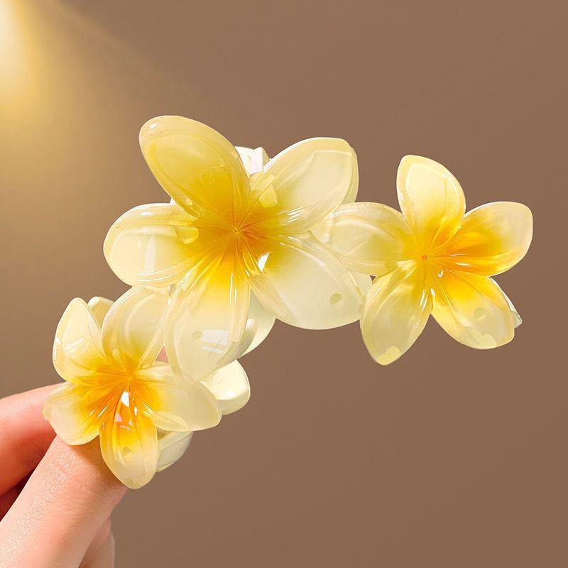 Plumeria Claw Clip: European & American Stylish Hair Accessory for Updos