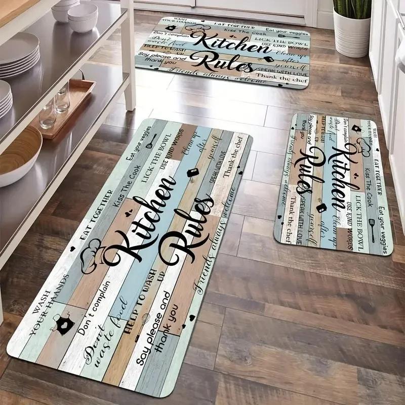 Modern Printed Kitchen Floor Mats, Washable Anti-Slip Carpet for Laundry Room Corridors, Entrance Door Pads, Home Decor