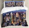 Bedding Set Business City Scenery New York Black and White Duvet Cover Pillow Case Boy Kid Teen Girl Bedding Covers Set