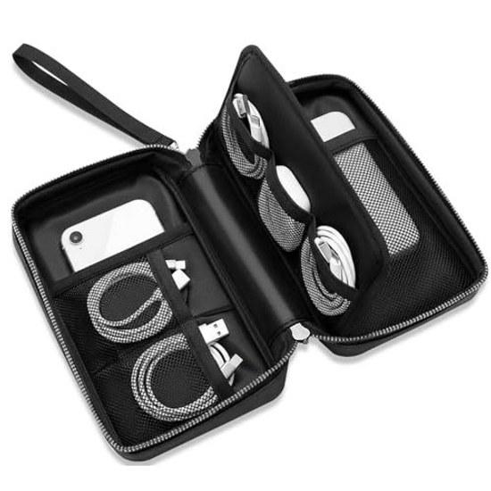 Caphill Gadget Pouch Large Capacity Compact Small Item Storage Cable Organizer Mobile Battery Case Water-Repellent Material PC Peripheral Electronic
