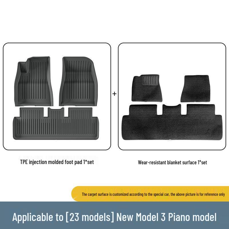 Eco-Friendly TPE Floor Mats for 2023 Tesla Model 3 - All-Weather Piano Style