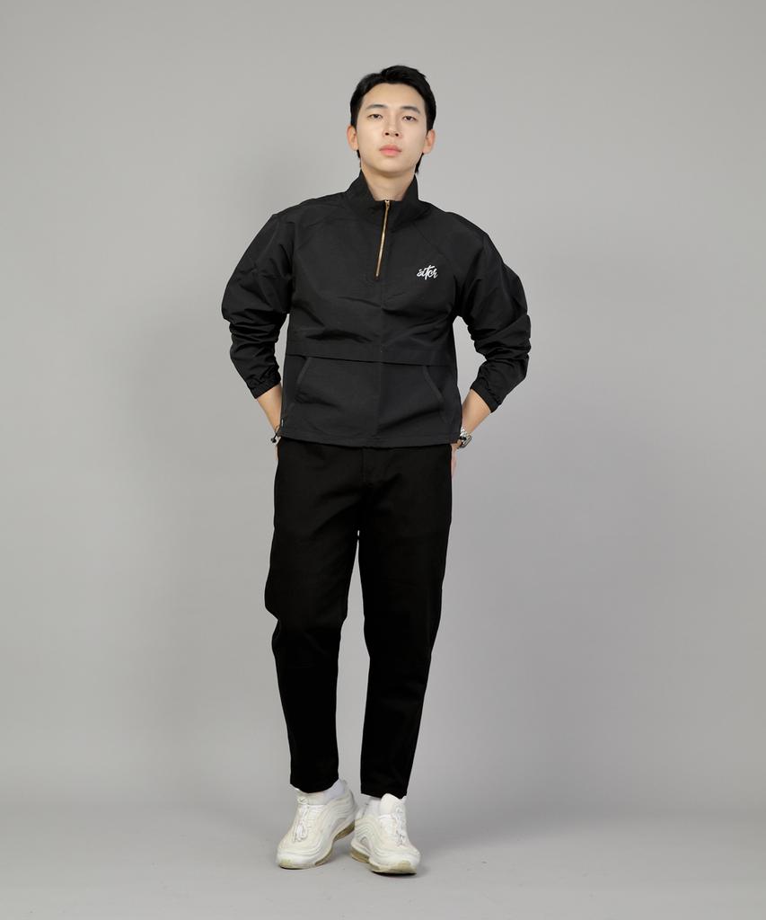 Seinteukeulu Tapered Cut Crop Half-Band Pants Tch-326 Black