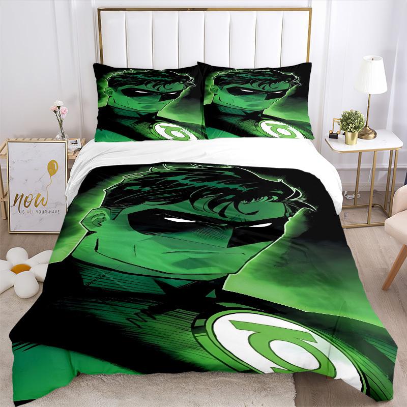 3pcs Green Lantern symbol Duvet Cover Set, 1 Duvet Cover + 2 Pillowcases (No Insert), High-Definition Print for All Seasons,Durable yy251103043