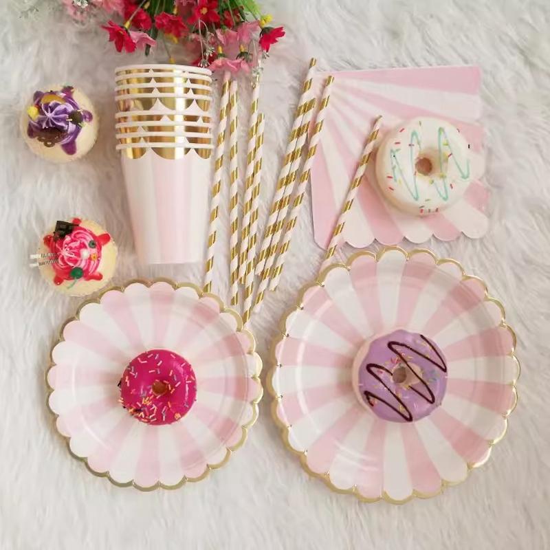 30pcs Disposable Plates Cups Birthday Decoration Disposable Tableware Disposable Party Dish Baby Shower Camping Disposable Cups